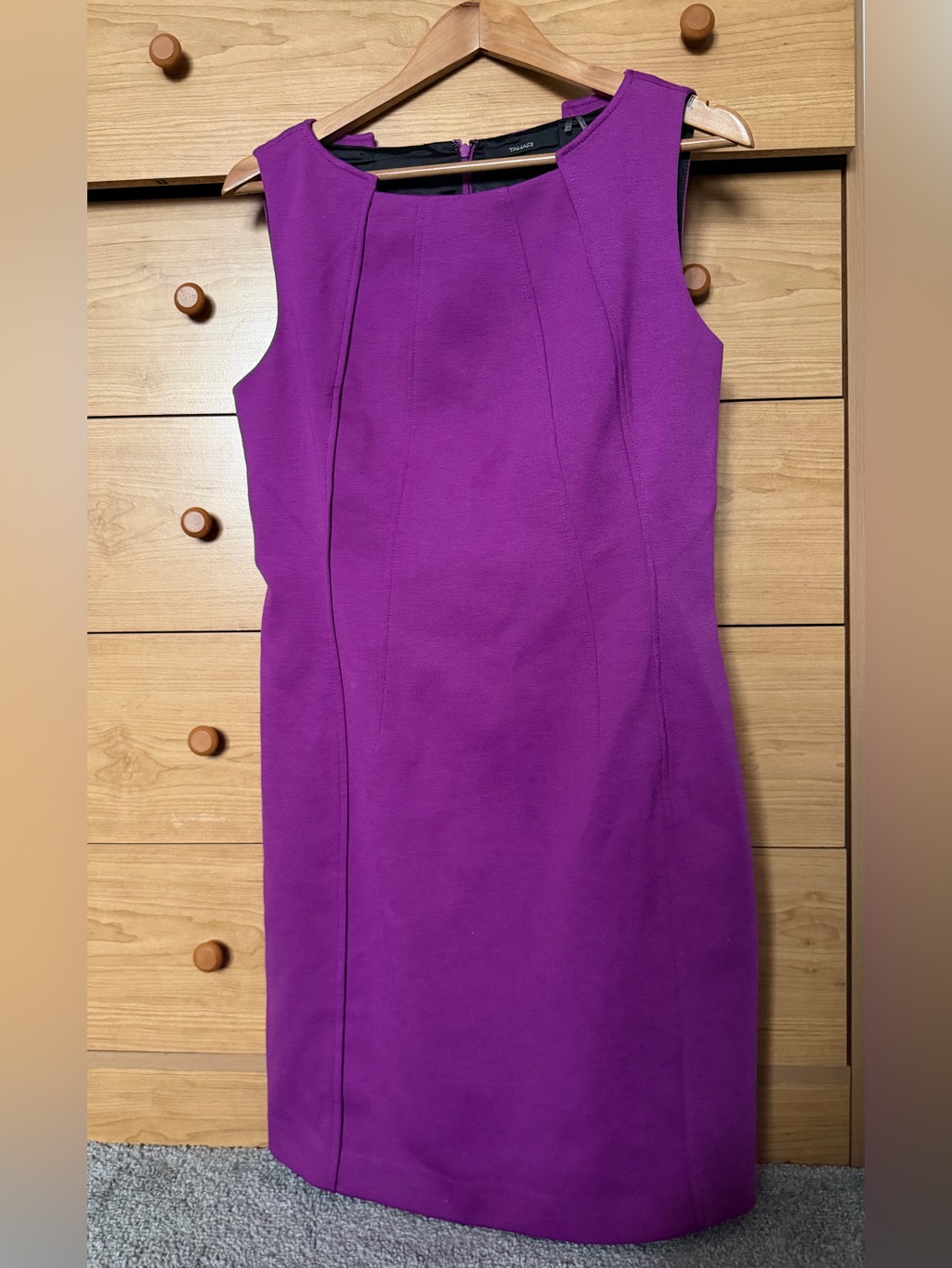 Tahari Deep Purple Sheath Dress | Elegant Tailored Midi